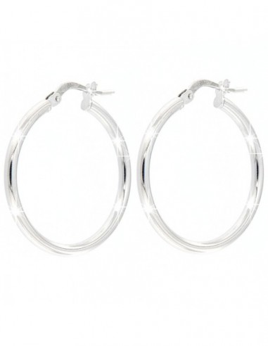ORECCHINI ARGENTO RODIATO CERCHI LISCI MIS 6 25 MM [27d33499]