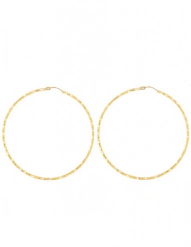 ORECCHINI ARGENTO DORATO CERCHI SFACCETTATI 73MM [ec1ea490]