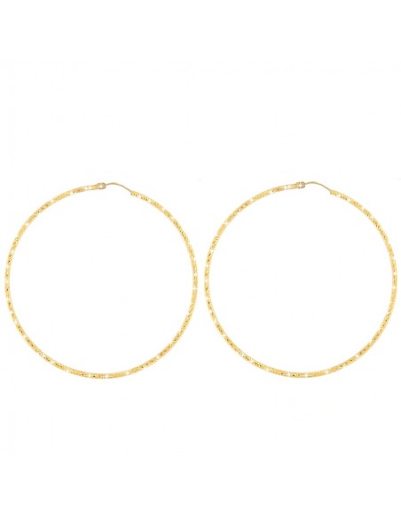 ORECCHINI ARGENTO DORATO CERCHI SFACCETTATI 73MM [ec1ea490]