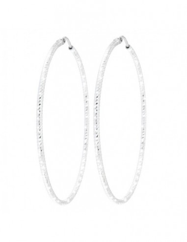 ORECCHINI ARGENTO RODIATO CERCHI SFACCETTATI 60M [469bea42]