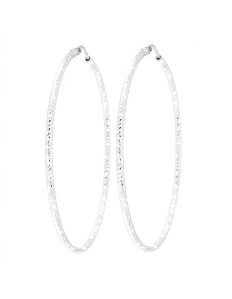 ORECCHINI ARGENTO RODIATO CERCHI SFACCETTATI 60M [469bea42]