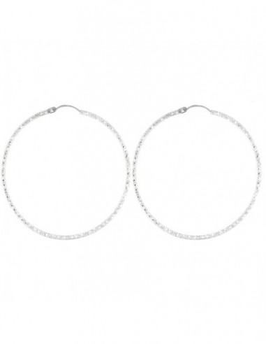 ORECCHINI ARGENTO RODIATO CERCHI SFACCETTATI 60M [3e23fa53]