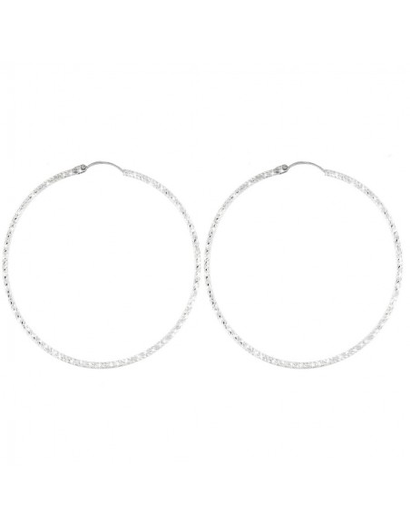 ORECCHINI ARGENTO RODIATO CERCHI SFACCETTATI 60M [3e23fa53]