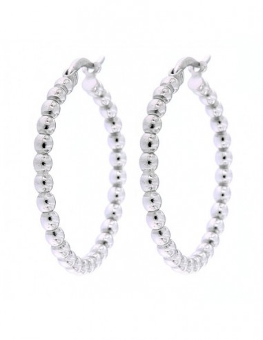 ORECCHINI ARGENTO CERCHI PALLINATI 30MM SEZ 2,5MM [b5a751b6]