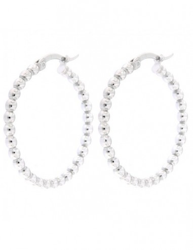 ORECCHINI ARGENTO CERCHI PALLINATI 30MM SEZ 2,5MM [b07b2342]