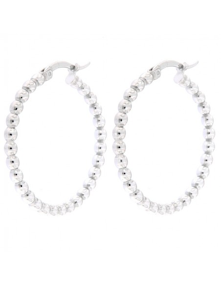 ORECCHINI ARGENTO CERCHI PALLINATI 30MM SEZ 2,5MM [b07b2342]