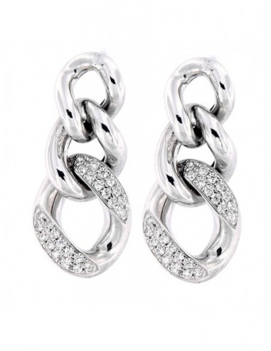 ORECCHINI ARGENTO RODIATO CATENA GRUMETTA ZIRCONI [db9cd3bf]