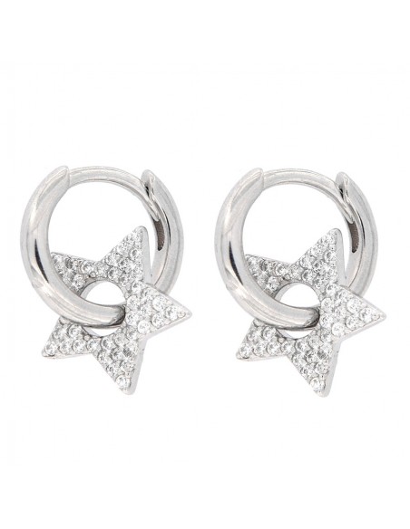 Orecchini Argento Cerchi Con Stella Con Zirconi [c27b3625]