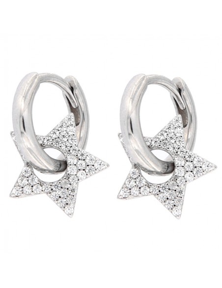 Orecchini Argento Cerchi Con Stella Con Zirconi [7566f721]