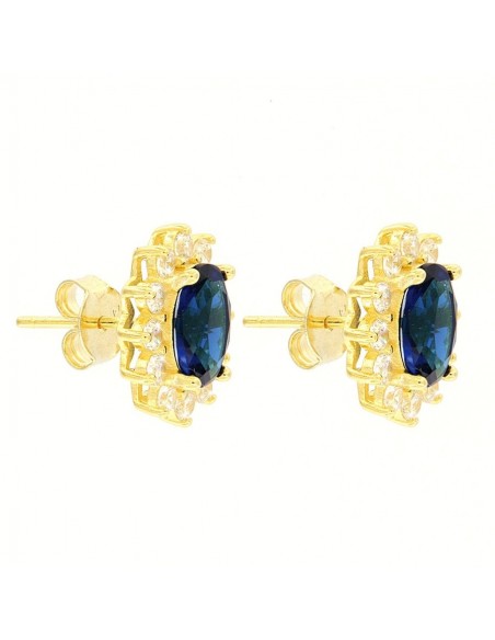 Orecchini Argento Dorato Principessa Blu 8X6MM [6101492d]