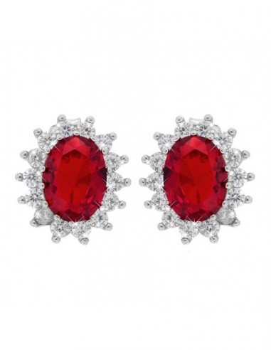 Orecchini Argento Rodiato Principessa Rosso 8X6 [ba39a316]