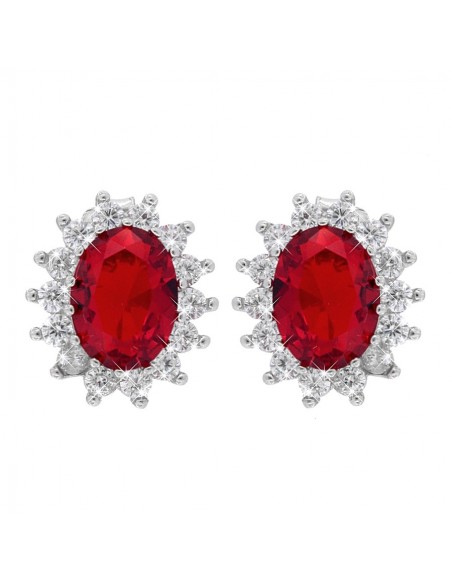 Orecchini Argento Rodiato Principessa Rosso 8X6 [ba39a316]