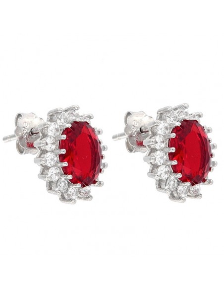 Orecchini Argento Rodiato Principessa Rosso 8X6 [695339fe]