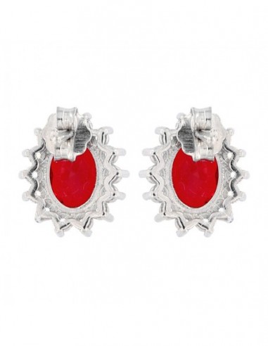 Orecchini Argento Rodiato Principessa Rosso 8X6 [de4ef8fa]