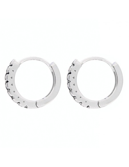 Orecchini Argento Rodiato Cerchi Zirconi Neri 2MM [e0a650fc]