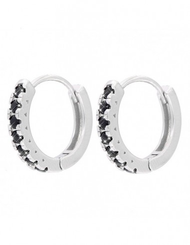 Orecchini Argento Rodiato Cerchi Zirconi Neri 2MM [57bb91f8]