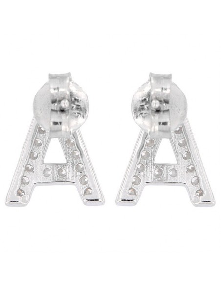 Orecchini Argento Rodiato Lettera A Con Zirconi [b5b07ae6]