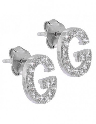 Orecchini Argento Rodiato Lettera G Con Zirconi [850163e3]