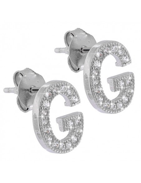 Orecchini Argento Rodiato Lettera G Con Zirconi [850163e3]