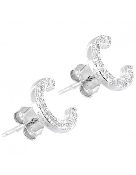 Orecchini Argento Rodiato Lettera C Con Zirconi [0cf40ae1]