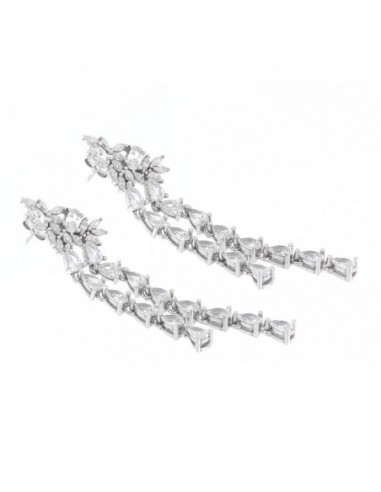 Orecchini Argento Rodiato Pendente Zirconi Sposa [97eab0e7]