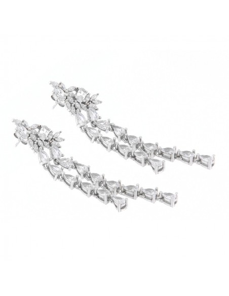 Orecchini Argento Rodiato Pendente Zirconi Sposa [97eab0e7]