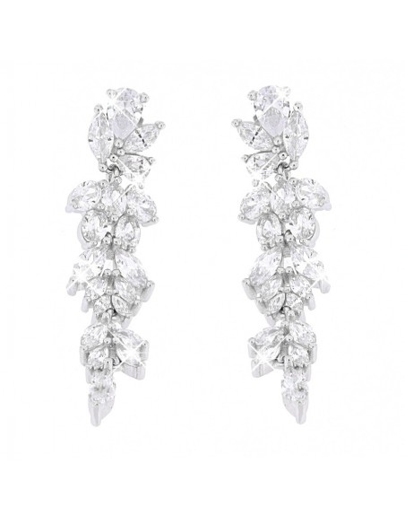 Orecchini Argento Rodiato Pendente Zirconi Sposa [cfb7a503]