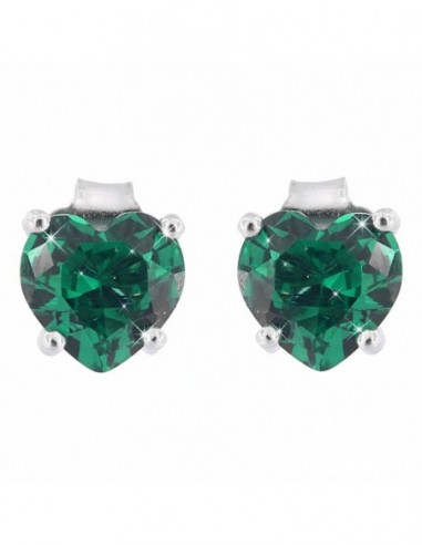 Orecchini Argento Rodiato Zircone Verde Cuore [ab9bb4f7]