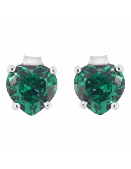 Orecchini Argento Rodiato Zircone Verde Cuore [ab9bb4f7]