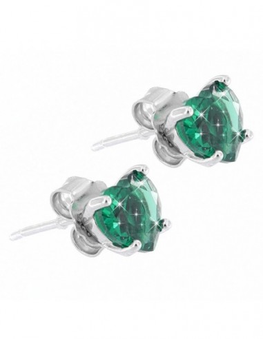 Orecchini Argento Rodiato Zircone Verde Cuore [329b0e3f]