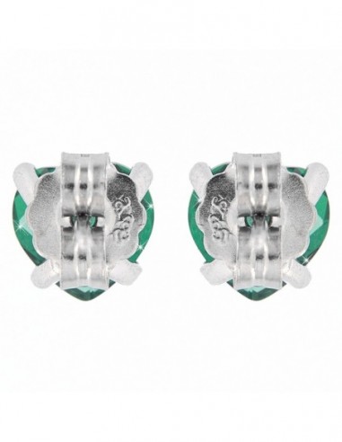 Orecchini Argento Rodiato Zircone Verde Cuore [8586cf3b]