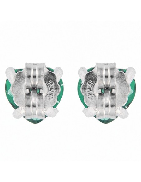 Orecchini Argento Rodiato Zircone Verde Cuore [8586cf3b]