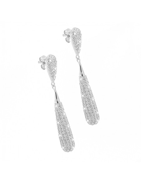 Orecchini Argenti Rodiato Pendente Zirconi Pavè [bb6e673d]