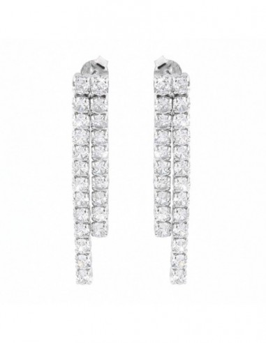 Orecchino Argento Rodiato Pendente Zirconi 3MM [c5a036fe]