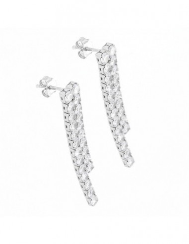 Orecchino Argento Rodiato Pendente Zirconi 3MM [3cc2bf3c]