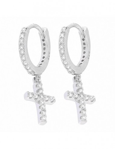 Orecchini Argento Rodiato Cerchi Zirconi Bianchi [19d632ed]