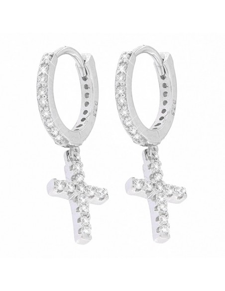 Orecchini Argento Rodiato Cerchi Zirconi Bianchi [19d632ed]