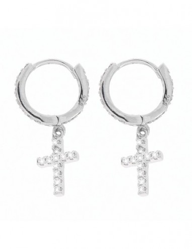 Orecchini Argento Rodiato Cerchi Zirconi Bianchi [2070dd3b]
