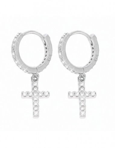 Orecchini Argento Rodiato Cerchi Zirconi Bianchi [976d1c3f]