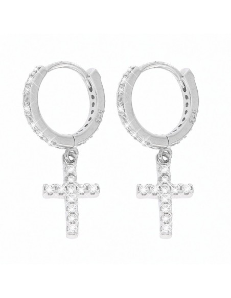 Orecchini Argento Rodiato Cerchi Zirconi Bianchi [976d1c3f]