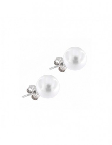 Orecchini Argento Rodiato Perla Bianca 5MM [db85a15e]
