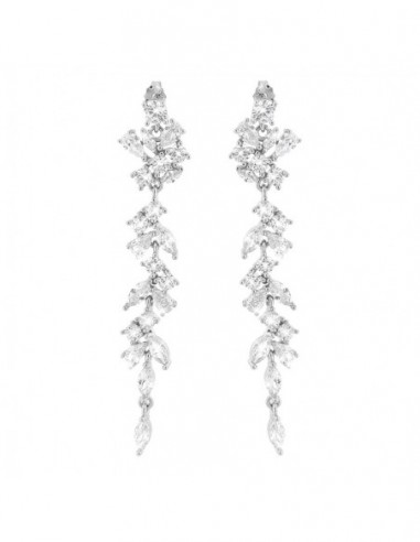 Orecchini Argento Rodiato Pendente Zirconi Sposa [16ffdd8c]