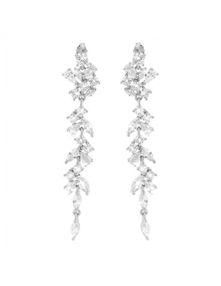 Orecchini Argento Rodiato Pendente Zirconi Sposa [16ffdd8c]