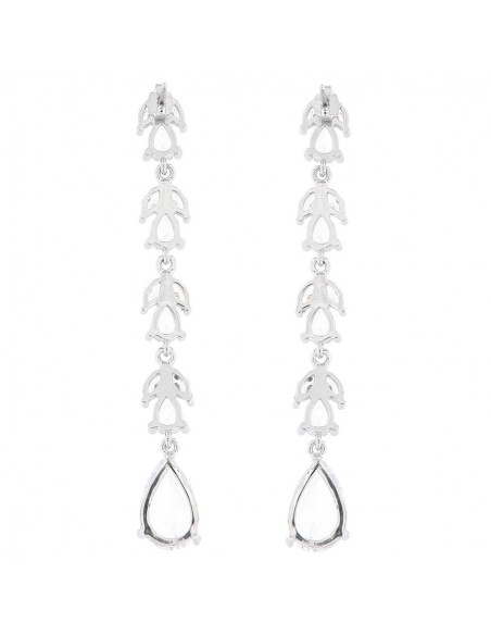 Orecchini Argento Rodiato Pendenti Zirconi Sposa [702a025d]