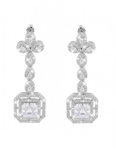 Orecchini Argento Rodiato Sposa Zircone 8x8MM [a4b25b96]