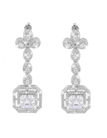 Orecchini Argento Rodiato Sposa Zircone 8x8MM [a4b25b96]