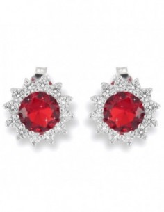 Orecchini Argento Rodiati Principessa Tonda Rossa [c02957a3]
