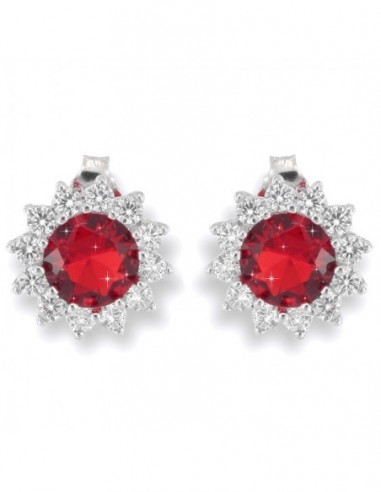 Orecchini Argento Rodiati Principessa Tonda Rossa [c02957a3]
