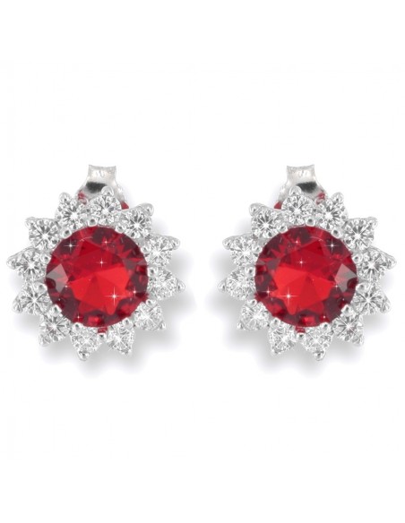 Orecchini Argento Rodiati Principessa Tonda Rossa [c02957a3]