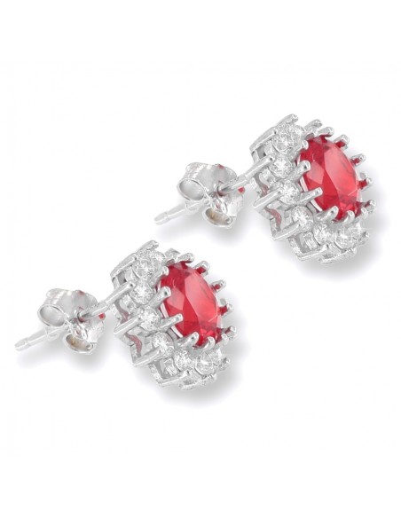 Orecchini Argento Rodiati Principessa Tonda Rossa [644dbc51]